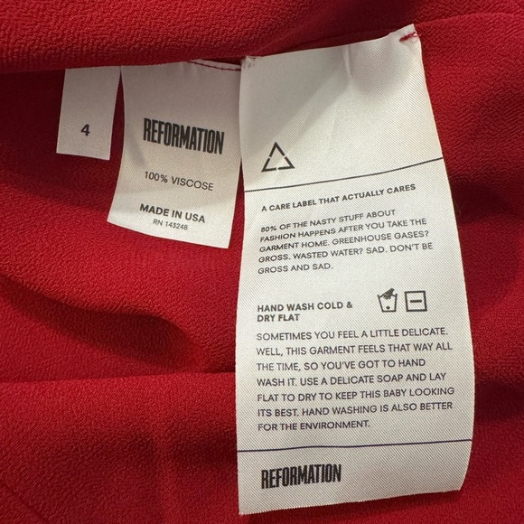 Vintage Reformation Sz. 4 Button Down Dress w/Neck Tie Long Sleeve Zip Back - Picture 7 of 8